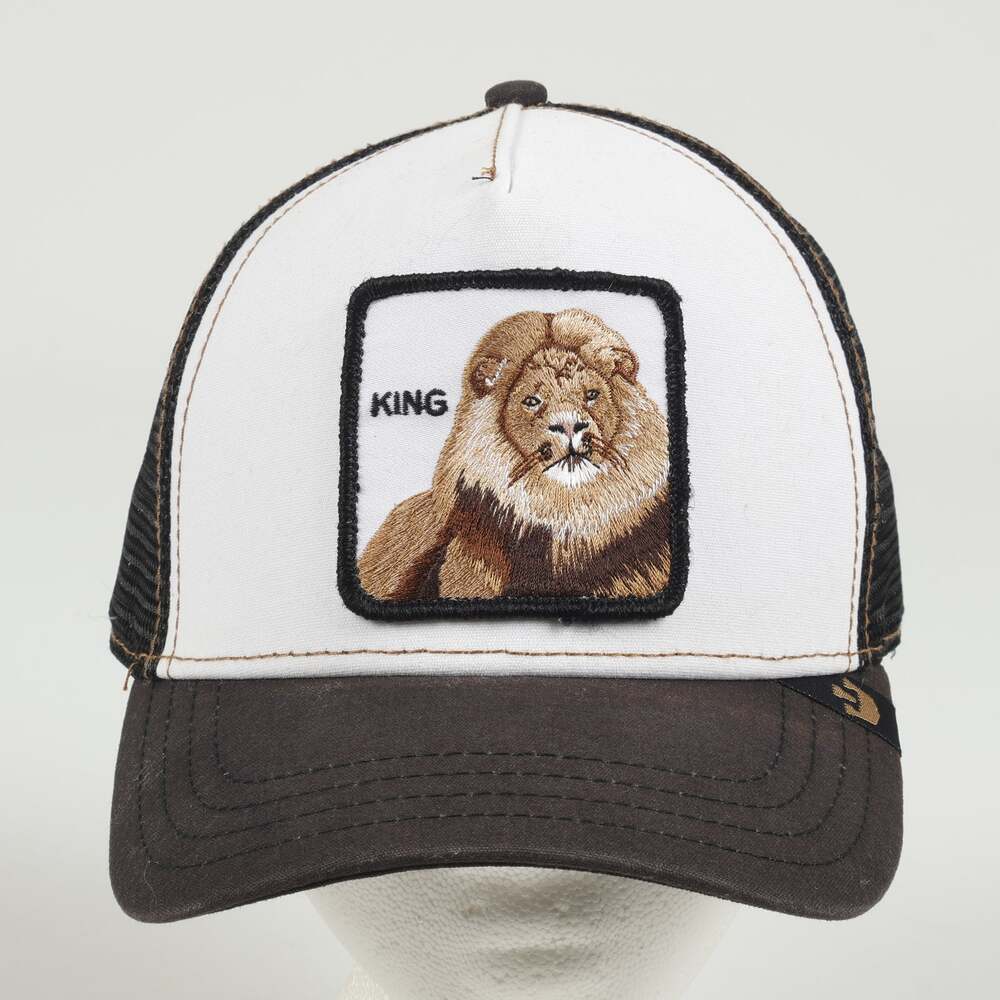 Goorin Bros King Lion Patch Logo Snapback Mesh Trucker Cap Hat Black White